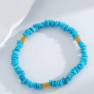 สร้อยข้อมือแบบทำมือของผู้หญิงสีเทอร์ควอยซ์หรูหราเป็นของขวัญสไตล์คลาสสิกรูปทรงเรขาคณิตของผู้จำหน่ายที่ดีสำหรับเด็กผู้หญิง - Product Image 6