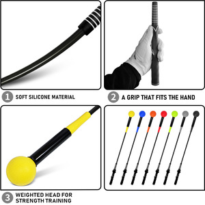 Golf Swing Practice <b>Stick</b> Volcanic Rock Textured Hand Grip Training Aid For Golfers With Colorful <b>Balls</b> And Adjustable Length - Product Image 3