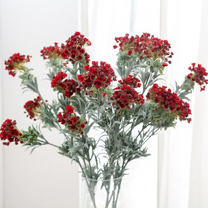 Fleur artificielle en soie à 3 têtes effet flocon de neige pour décoration d'hôtel, de maison et de mariage, arrangement floral, plante verte - Product Image 1