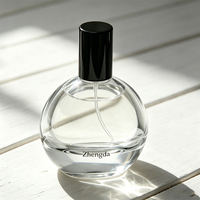 Botella de Vidrio Transparente Redonda de 30 ml, 50 ml, 75 ml, 100 ml para Exhibición de Fragancias Únicas y Elegantes, Botella de Perfume Exclusiva