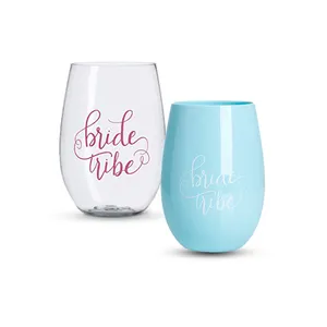 Australia and USA Hot Selling Tritan Stemless Wine Glasses Crystal Plastic Wine Glass Set Plastic Cups With Custom LOGO