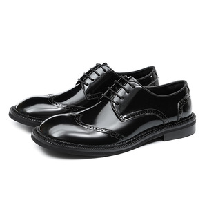 Chaussures en cuir décontractées, chaussures pour hommes en cuir véritable à bout large, chaussures tendance pour hommes en cuir de vachette à bout rond - Product Image 5