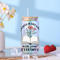 Autocollants de transfert UV DTF pour gobelets en verre 16oz, livres et carnets, motifs 'Lire tous les jours'