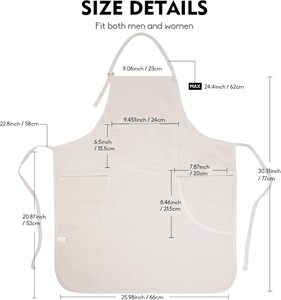 <span class=keywords><strong>Tablier</strong></span> de peintre en toile de coton biologique naturel avec 3 poches, personnalisable, réutilisable, réglable, sans manches, <span class=keywords><strong>pour</strong></span> <span class=keywords><strong>la</strong></span> cuisine - Product Image 2