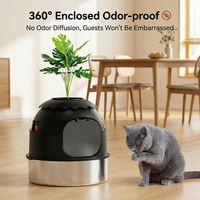 Optimisation et amélioration : Fournisseur de litières pour chats entièrement fermées en acier inoxydable noir, anti-odeurs, faciles à nettoyer et à assembler