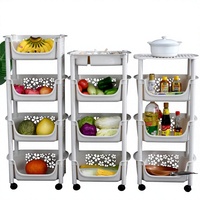 Küchen-Standregal Multifunktionales Aufbewahrungsregal mit Mehrschichtigem Gemüseregal Mobiles Regal für Schlafzimmer & Badezimmer
