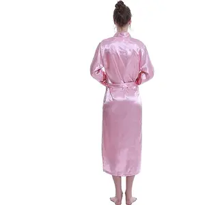 Four Seasons silk-like high-grade feeling at home robe ice feeling silky pure color dressing gown