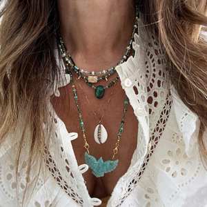 Kalung Wanita Vintage Desain Terbaru Mewah Kepribadian Unik Perhiasan Batu Alam Tahan Air untuk Wanita - Product Image 1