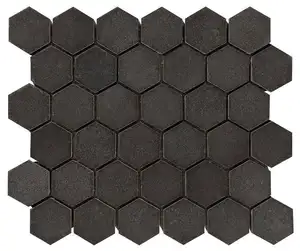 Black Color Matt Hexagon Honey Mosaic Wall and Floor Tile Kitchen Splash Wall Tile Natural Stone Honed Surface Basalt Tile