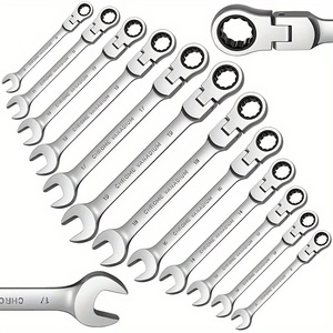 Jeu de clés à douille métriques réglables 8-19 mm, 12 pièces, avec étui, en acier Cr-V durable, kit d'outils manuels pour la maison et le <span class=keywords><strong>garage</strong></span>, y compris la taille 17 mm - Product Image 3