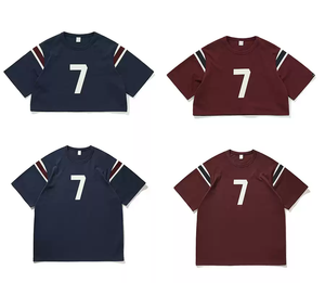 Camiseta Deportiva de Fútbol Extra Grande, 100% Algodón, Tejida, Manga Corta, Hombros Caídos, Personalizada, Unisex, con Estampado Vintage en 3D - Product Image 6