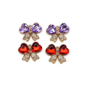 Colorful Heart-Shaped Rhinestone Butterfly Charms Zinc Alloy Pendant For Necklace Keychain Bag Jewelry Unisex <b>Gift</b> Accessory - Product Image 3