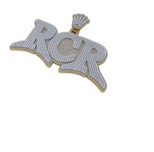 Colgante ostentoso de plata esterlina Hip Hop personalizado a medida, diseño de letra helada, regalo de piedra moissanita para raperos, colgantes finos, dijes - Product Image 1