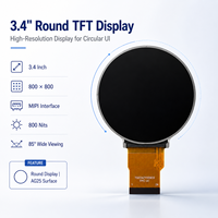Pantalla LCD TFT Redonda de 3.4 Pulgadas, 800*800 MIPI, 800 Nits, Módulo LCD AG25 para Equipos de Audio Profesional, DJ y HMI Industrial
