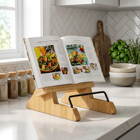 Support de rangement multifonctionnel en bois pour comptoir de cuisine, porte-recettes, support de lecture, porte-livres, support de tablette de bureau domestique