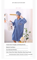 Ensembles de serviettes de bain croisées pour femmes Robes épaissies en molleton de corail jupes de bain chapeaux de cheveux secs velours de corail super absorbant