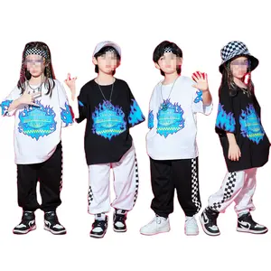 子供の日ストリートダンス服夏韓国風ルーズ子供グループパフォーマンス服男の子のヒップホップパフォーマンス