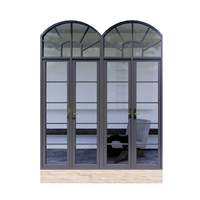 Ventana Francesa de Aluminio con Vidrio Templado, Elegante, con Arco Decorativo, Antirrobo, con Cerradura Multipunto