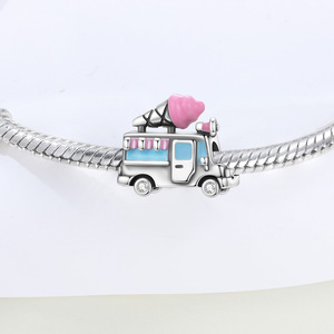 White copper <b>bead</b> <b>bracelet</b> - a summer ice cream truck pendant, a unique accessory suitable for both men and women - Product Image 2