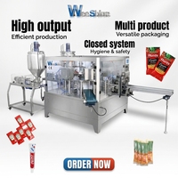 Machine de remplissage et d'emballage automatique pour sachets préformés de sauce tomate et de liquide vaisselle, machine d'emballage de sauce en bâtonnets pour sachets de forme.