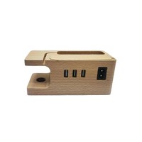 Organisateur de bureau en bois, station de charge pour téléphone, montre, écouteurs, chargeur USB de bureau à 3 ports, station de charge multifonction