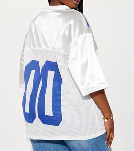 Maglietta da <span class=keywords><strong>donna</strong></span> in Jersey bianco a mezza manica con stampa a scollo a V - Product Image 4