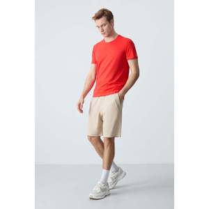 Shorts pour homme en coton beige, épais, doux, texturé, coupe standard, basique - 81278 - Beige - Product Image 1