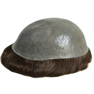 Prótesis Capilar Masculina de <span class=keywords><strong>Cabello</strong></span> 100% Natural AU, Peluca de Silicona para Hombre, Sistema de Reemplazo de Toupee <span class=keywords><strong>con</strong></span> Doble Nudo y Pegamento, <span class=keywords><strong>Cabello</strong></span> <span class=keywords><strong>Corto</strong></span> Chino - Product Image 3