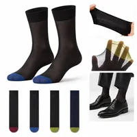 Chaussettes habillées transparentes pour hommes, légères, pour le bureau, avec logo personnalisé
