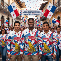 Polo à manches longues incontournable pour la Fête de l'Indépendance du Panama, motif grenouille dorée Trésor National, style revers, vente en gros, grande taille, type sweat-shirt
