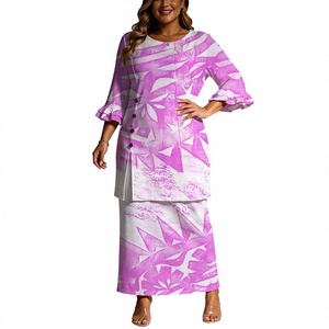 Summer New Design Tie-dye <b>Women</b> O-Neck Floor-Length Eco-Friendly <b>Vintage</b> Tribal Design Print <b>Dress</b> Casual Plus Size Puletasi Set - Product Image 3