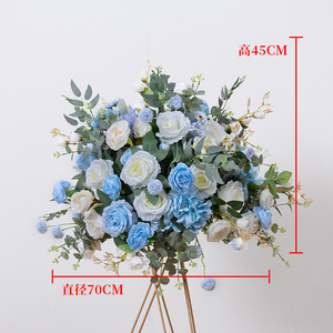Injoy FB001 Centro de Mesa de Boda de Alta Calidad, Bola de Tela Azul con Flores y Hojas Verdes, Venta al Por Mayor de Fábrica - Product Image 3