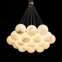 Lustre en marbre français et espagnol, en laiton massif, couleur crème, luminaire suspendu en forme de planète pour salon, salle à manger, chambre, bureau, villa
