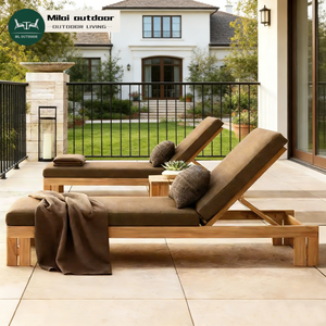 Chaise longue <span class=keywords><strong>de</strong></span> <span class=keywords><strong>jardin</strong></span> en teck massif pour hôtel et piscine, avec coussins imperméables, lit <span class=keywords><strong>de</strong></span> repos - Product Image 1