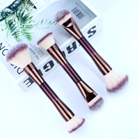 Pinceaux de maquillage multifonctionnels à double embout, fibres synthétiques de qualité supérieure, pinceaux professionnels pour fond de teint, poudre et contour, logo personnalisé