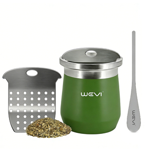 Set per Yerba <span class=keywords><strong>Mate</strong></span> WEVI da 8oz con Isolamento Sottovuoto, Tazza in Acciaio Inox a Doppia Parete, Bombilla Integrata e Filtro Separato per Foglie - Product Image 1