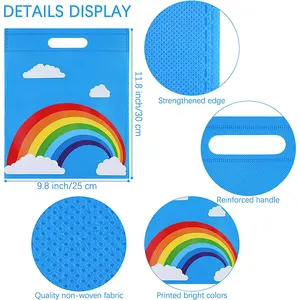 Biodegradable Custom Rainbow Pattern Non Woven Bags Shopping Tote Nonwoven D Cut Bags With Handles