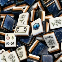 Set Ubin Tekstur Marmer Mahjong Amerika Berlapis-lapis untuk 4 Pemain, Permainan Hiburan Keluarga, Akrilik Premium, Estetika Rumah