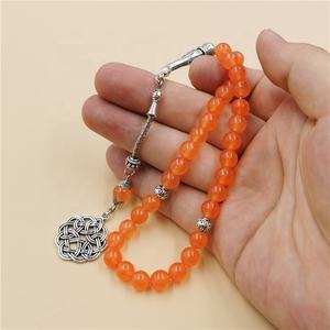 Rosario Islámico con Cuentas de Piedra Naranja, Collar de Oración Musulmán, Tasbih - Product Image 6