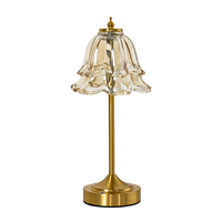 Lámpara de Mesa de Vidrio Estilo Retro Francés, Recargable, Inalámbrica, Táctil, LED Regulable, Lámpara de Ambiente para Dormitorio, Sala de Estar, Hotel