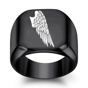 Anillo de acero inoxidable con diseño geométrico cuadrado de 18 mm, regalo de joyería unisex - Product Image 4