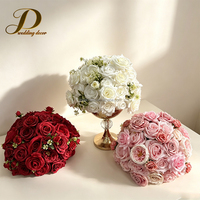 JINDA Großhandel Luxuriöse Rote Rosa Weiße Rose Hochwertige Künstliche Blumenkugel Hochzeits-Tischdekoration Seiden-Blumenbälle