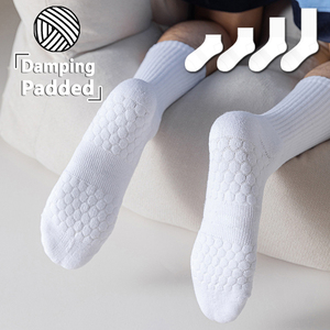 Chaussettes de sport en coton de haute qualité OEM <span class=keywords><strong>semelle</strong></span> en nid d'abeille solide noir blanc amortissant l'évacuation de l'humidité logo personnalisé disponible pour - Product Image 1