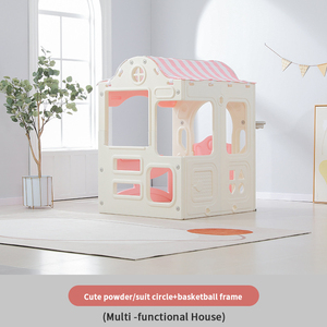 Casa de Juegos de Plástico para Niños con Tobogán y Columpio, Cabaña de Juegos Multifuncional para Niños Pequeños, Juego de Juguetes para Patio Interior - Product Image 2
