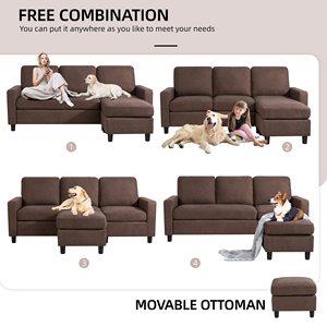 Sofá Seccional de tela beige clásico moderno para el hogar y el dormitorio SOFA personalizable extensible para muebles de sala de estar - Product Image 6