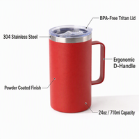 Mug de voyage isotherme en acier inoxydable Kingze de 24 oz, gobelet thermique sous vide pour cadeau promotionnel de Noël