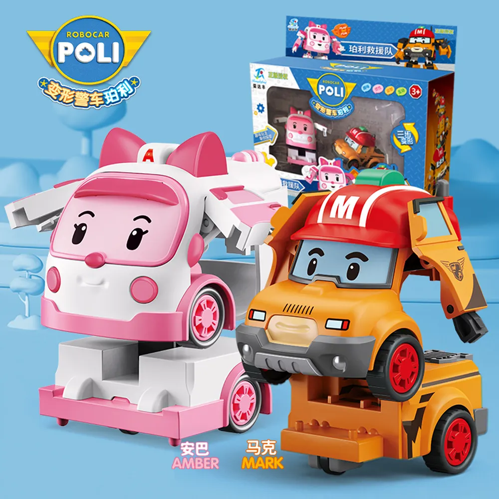 Custom Doll Poli Robocar Plastic Cartoon Deformation Robot Car Toys for Parent-child Interaction