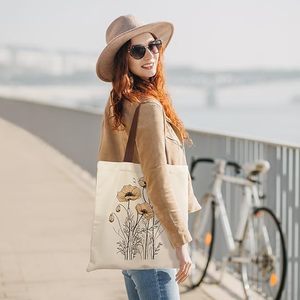 Mulun กระเป๋าสะพายข้างผ้าฝ้ายอเนกประสงค์คุณภาพสูงเป็นมิตรต่อสิ่งแวดล้อมมีซิปปิดความจุขนาดใหญ่สีขาวขนาดเล็ก - Product Image 3