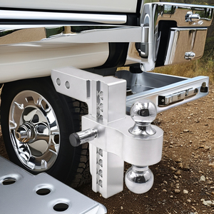 新型トレーラーヒッチ 8インチ シルバーアルミニウム合金 ドロップ調整可能ヒッチ トレーラー牽引用 トレーラーホイール牽引ボールマウント - Product Image 3