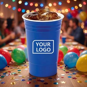 Gobelets de fête en plastique 16 oz avec logo personnalisé, écologiques, à double paroi, pour beer pong, gobelet solo réutilisable, gobelet de stade pour mariage - Product Image 1